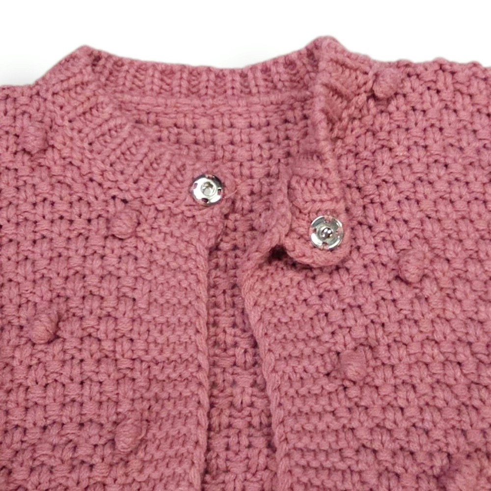 So Dorable Baby Girls Popcorn Knit Button Cardigan Sweater Dusty Pink 0-6M - Picture 3 of 5